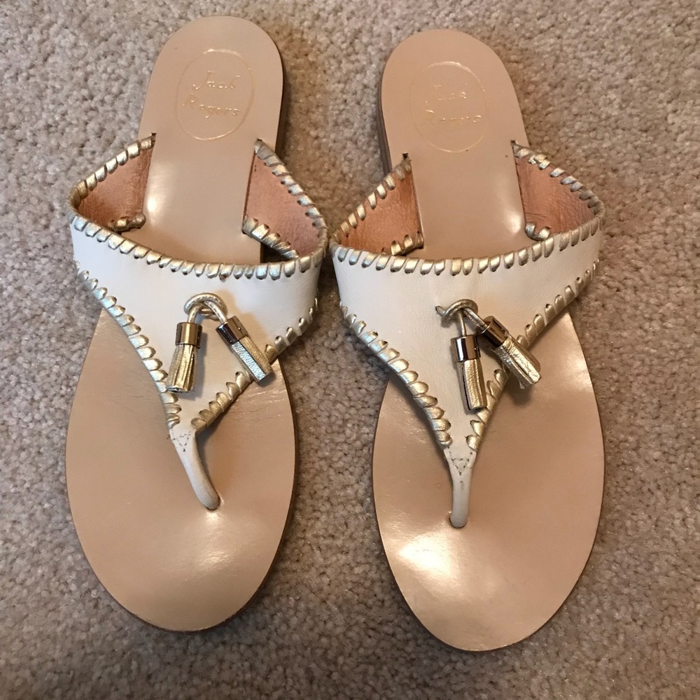 White / Gold Jack Rogers Thong Sandal!